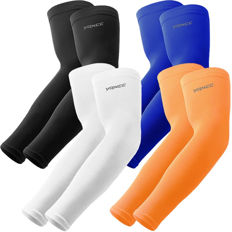 YQXCC 4 Pairs Arm Sleeves, Cooling UV Sun Protection Sports Compression Sleeves for Men Women, Golf Basketball Arm Sleeves - Image 1
